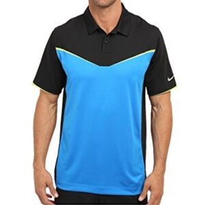 Nike Golf Performance neon blue black athletic stretch polo shirt size small
